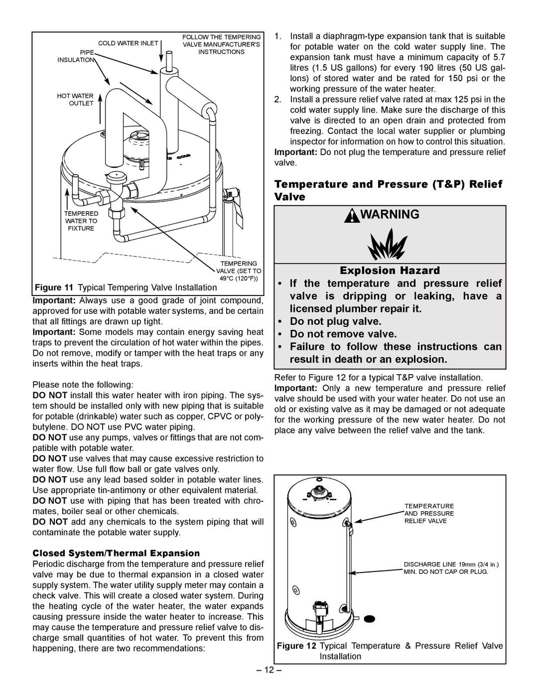 GSW 72090 manual Valve is dripping or leaking, have a, Licensed plumber repair it, Do not plug valve, Do not remove valve 