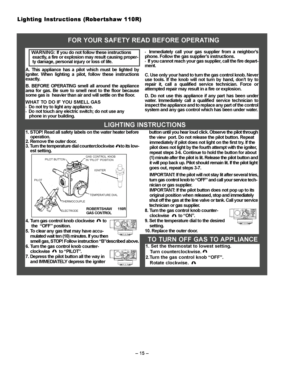 GSW 72090 manual For Your Safety Read Before Operating, Lighting Instructions, To Turn Off Gas To Appliance 