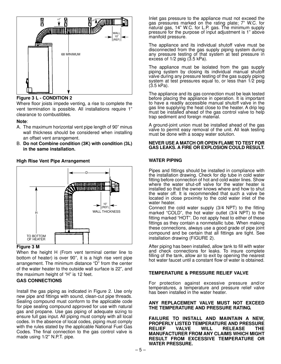 GSW PART NO.70999 REV.G (03-12) operating instructions GAS Connections, Temperature & Pressure Relief Valve 