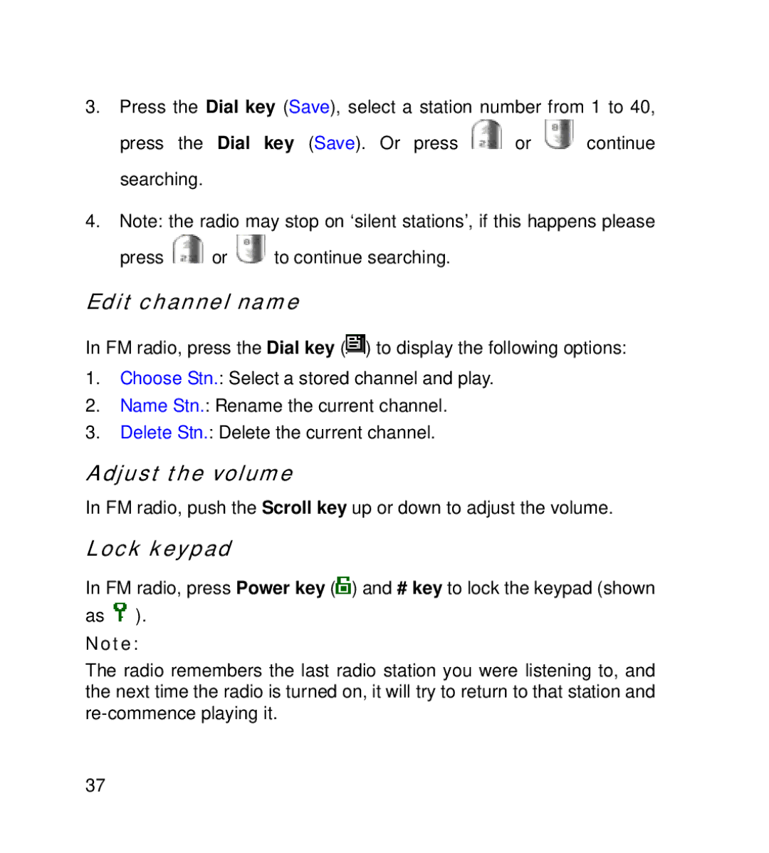 GT Mobile I801 manual Edit channel name, Adjust the volume 