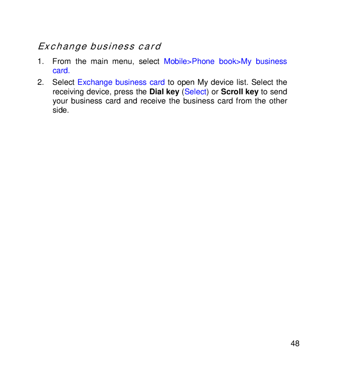 GT Mobile I801 manual Exchange business card 