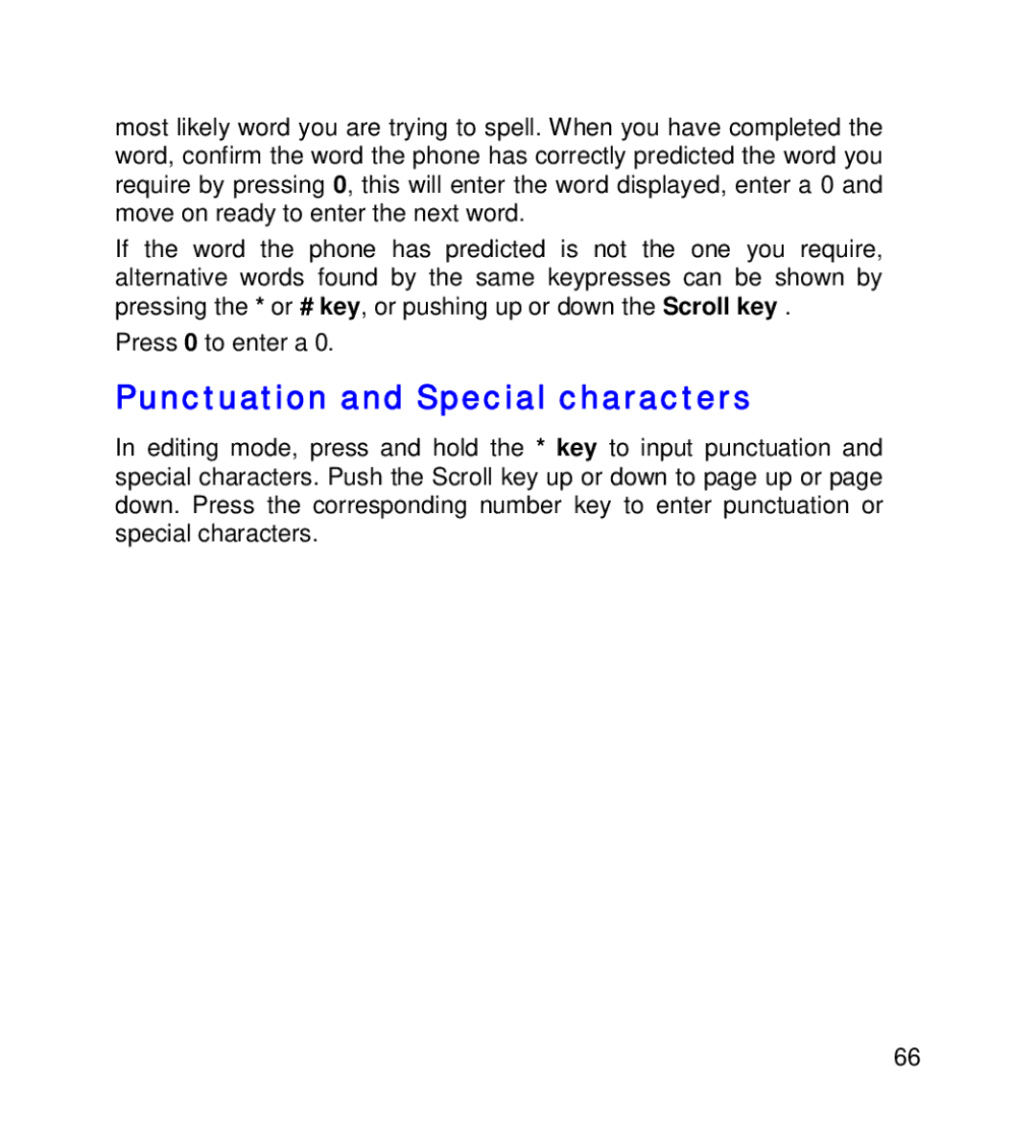 GT Mobile I801 manual Punctuation and Special characters 