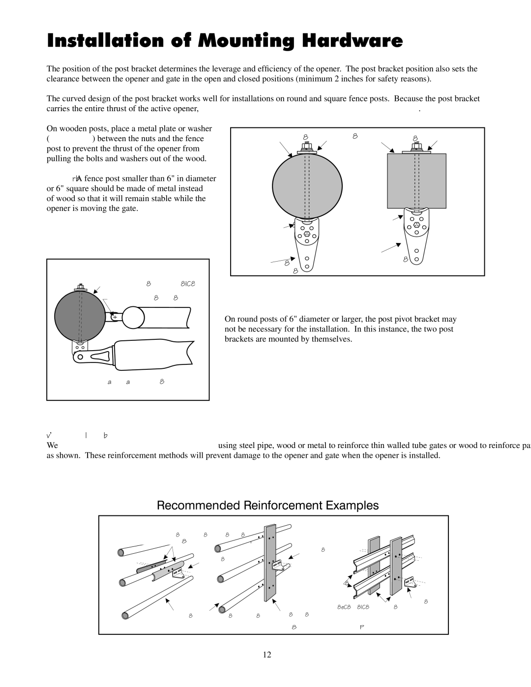 GTO 2550, 2502 installation manual Installation of Mounting Hardware, Recommended Reinforcement Examples 