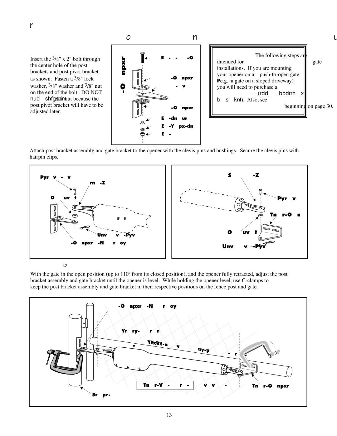 GTO 2502, 2550 installation manual Post Bracket Assembly 