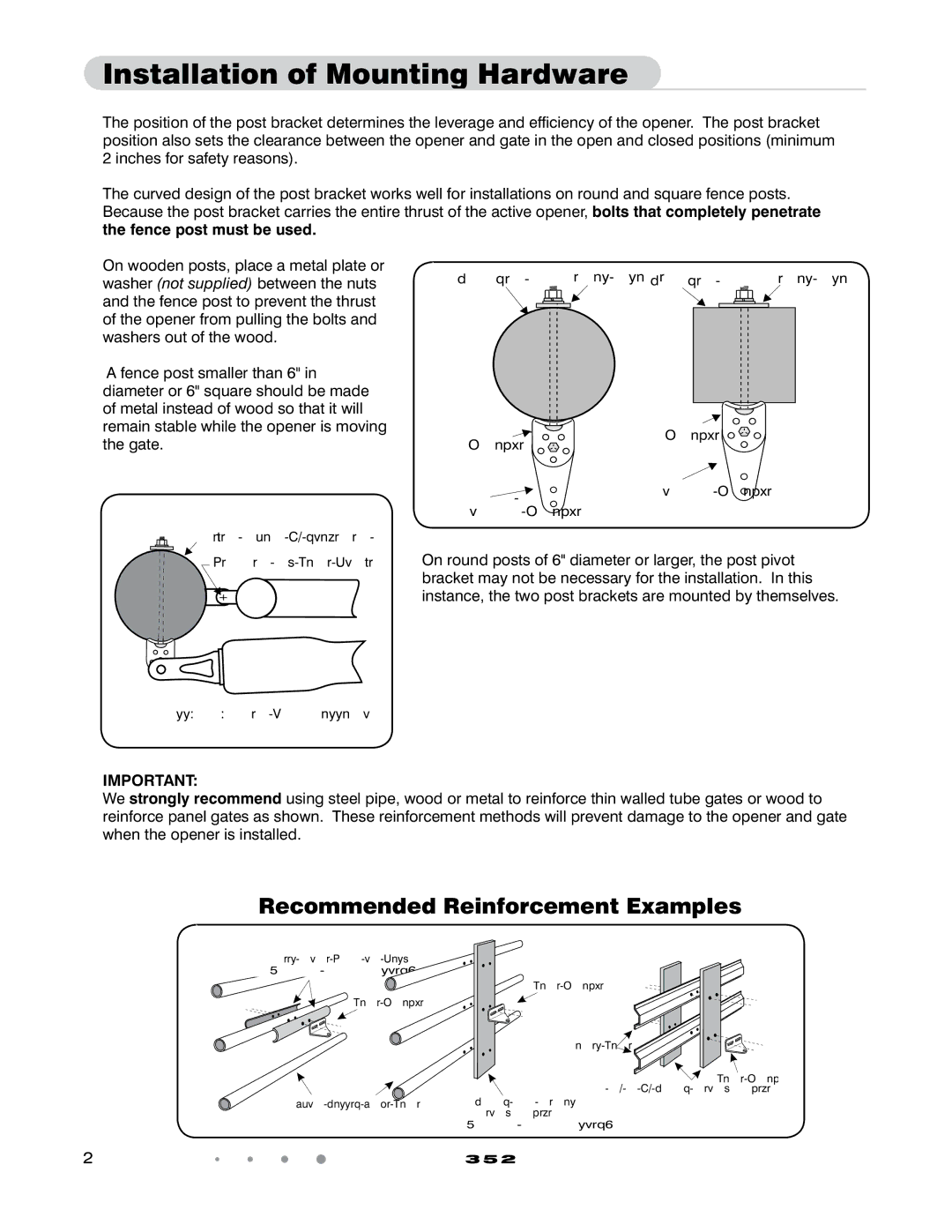 GTO 352 installation manual Installation of Mounting Hardware, Recommended Reinforcement Examples 