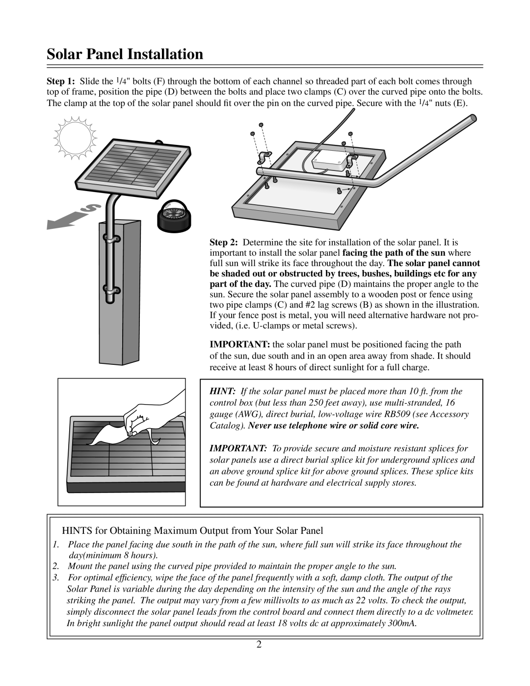 GTO FM121 installation manual Solar Panel Installation, Catalog. Never use telephone wire or solid core wire 