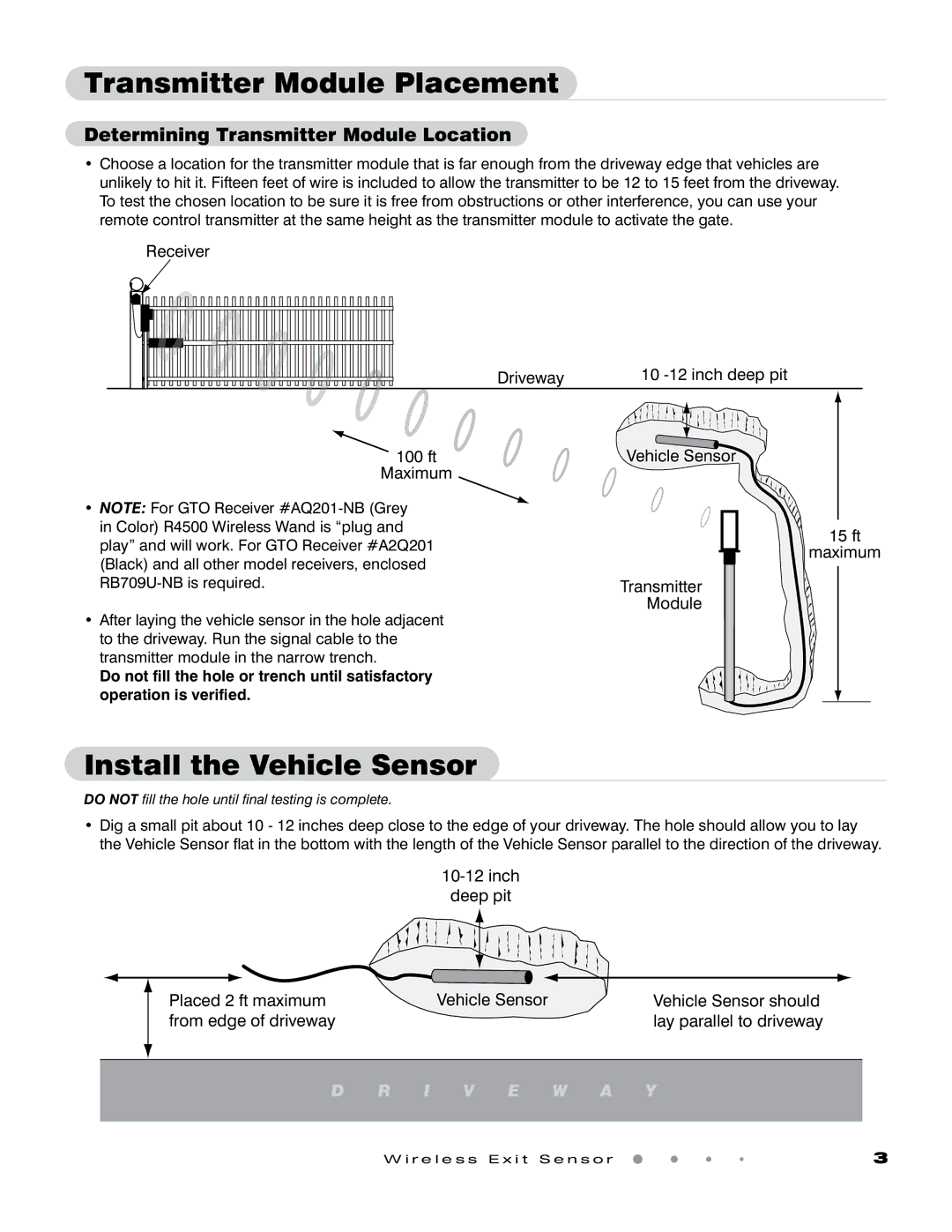 GTO GTO Transmitter Module Placement, Install the Vehicle Sensor, Determining Transmitter Module Location 