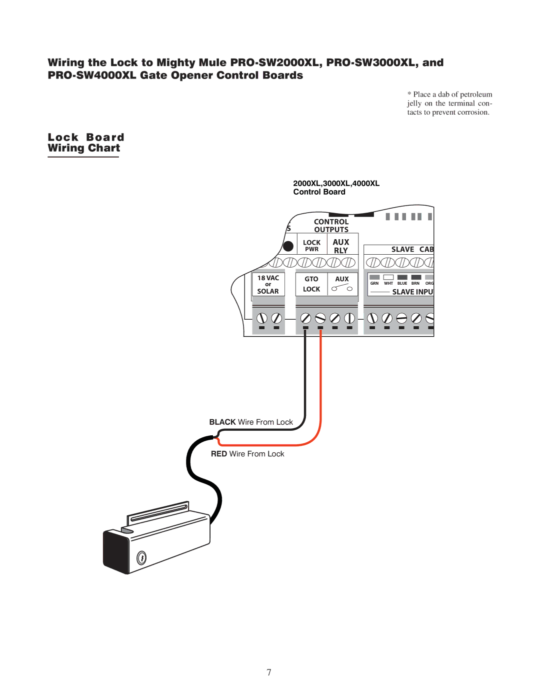 GTO RB909 installation manual Lock Board Wiring Chart 