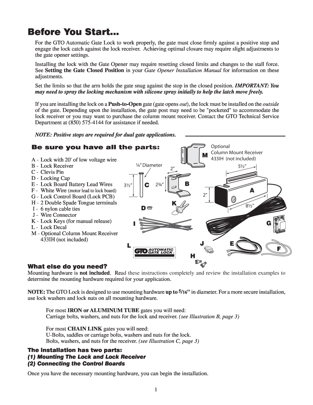 GTO RB909 installation manual Before You Start, Be sure you have all the parts, What else do you need? 