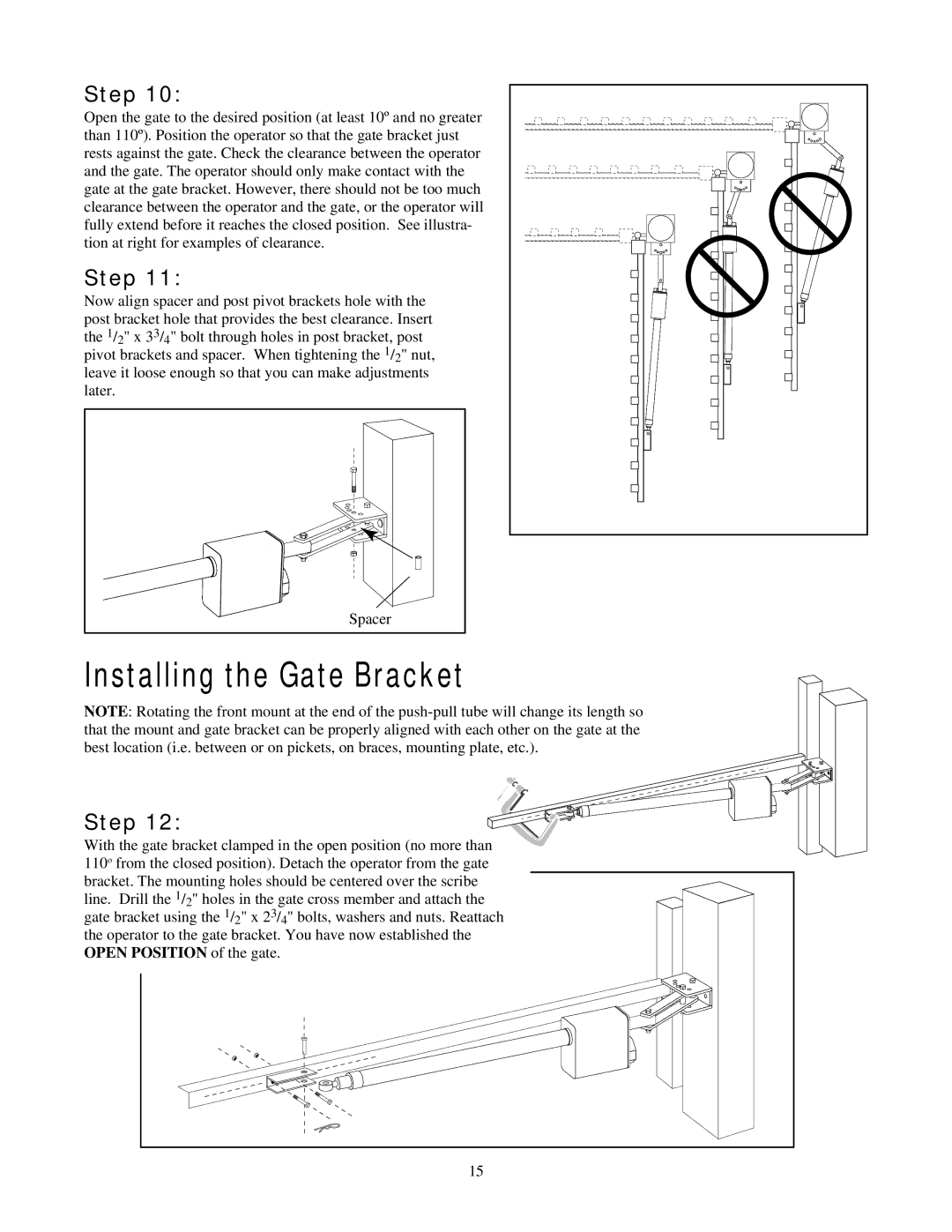 GTO RB923 rev installation manual Installing the Gate Bracket 