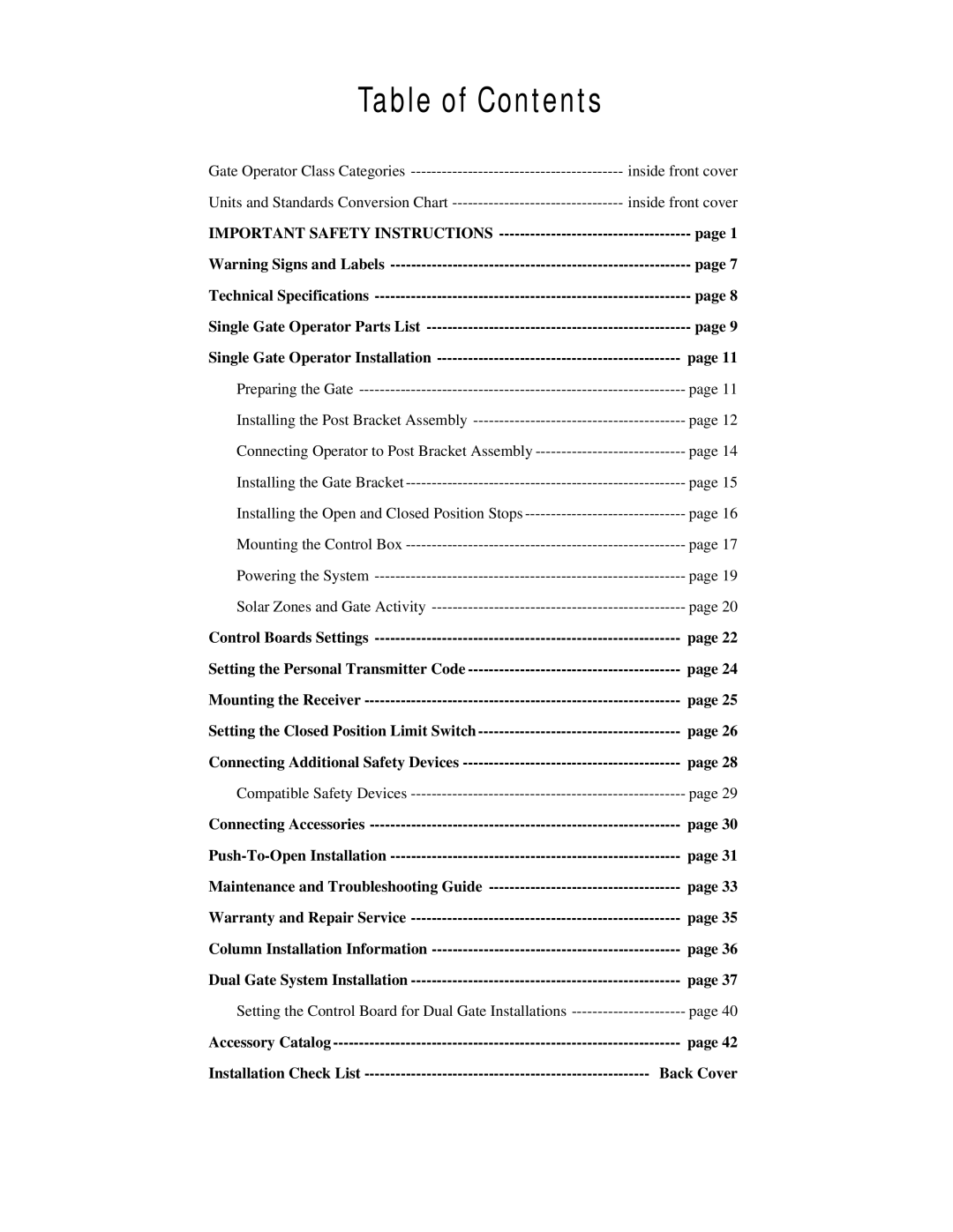 GTO RB923 rev installation manual Table of Contents 