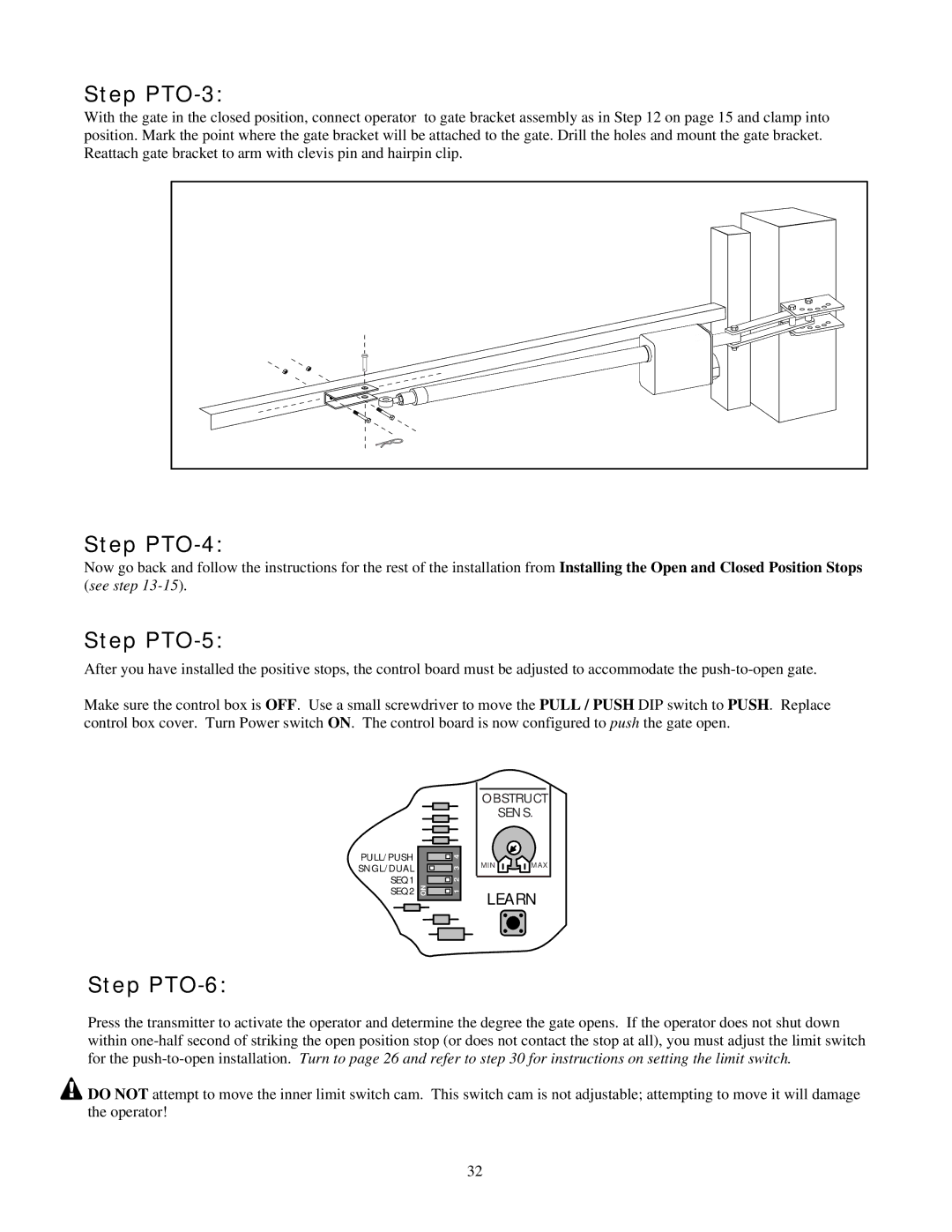 GTO RB923 rev installation manual Step PTO-3, Step PTO-4, Step PTO-5, Step PTO-6 