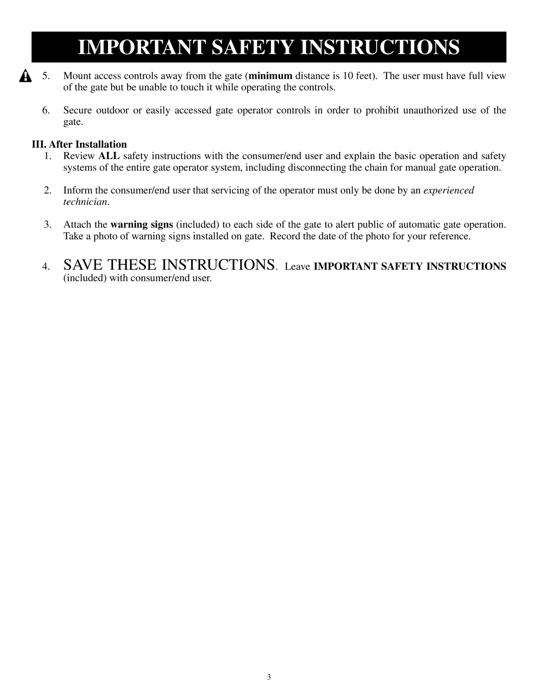 GTO SL-2000B, SL-1000B installation manual III. After Installation 