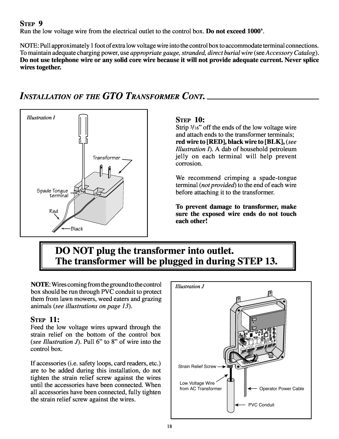 GTO SL-1000B, SL-2000B DO NOT plug the transformer into outlet, The transformer will be plugged in during STEP, Step 
