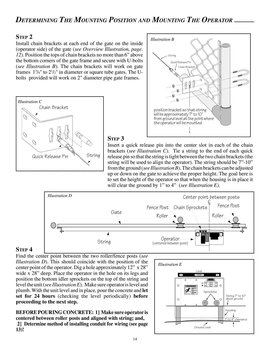 GTO SL-1000, SL-2000 installation manual Determining the Mounting Position and Mounting the Operator 