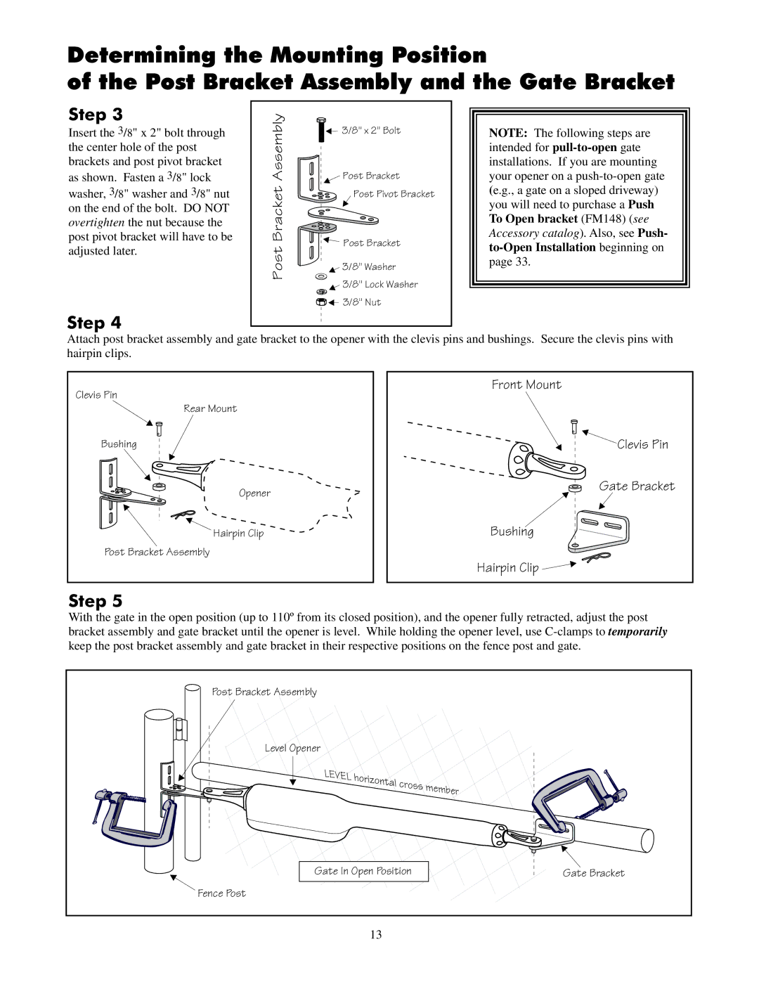 GTO UL325 SERIES installation manual Post Bracket Assembly 