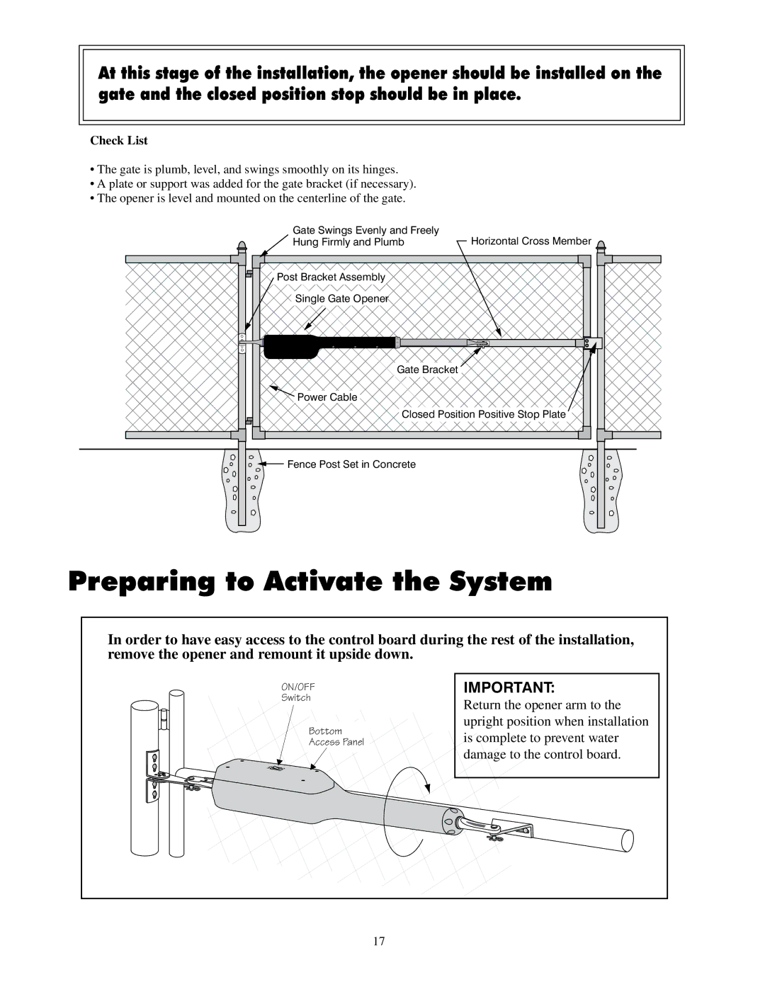 GTO UL325 SERIES installation manual Preparing to Activate the System, Check List 