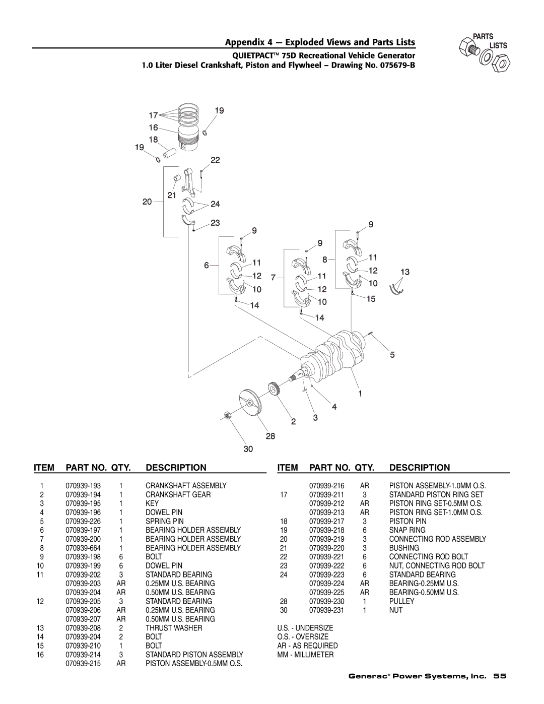 Guardian Technologies 004270-2 owner manual Crankshaft Assembly 