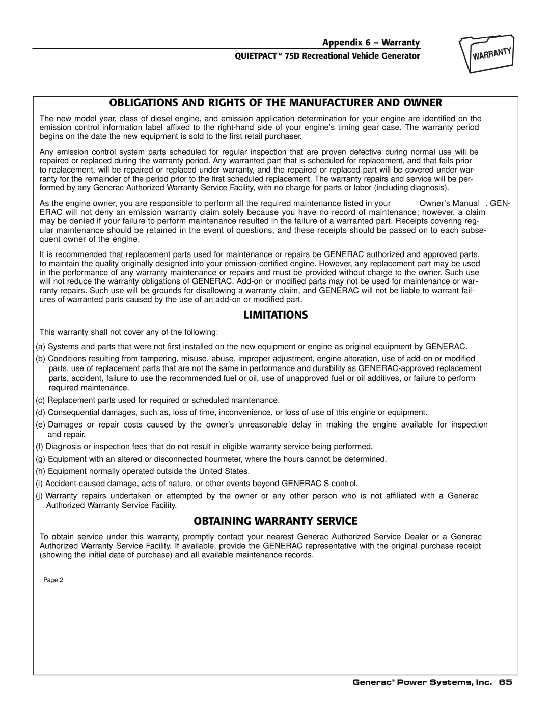 Guardian Technologies 004270-2 owner manual Obligations and Rights of the Manufacturer and Owner, Limitations 