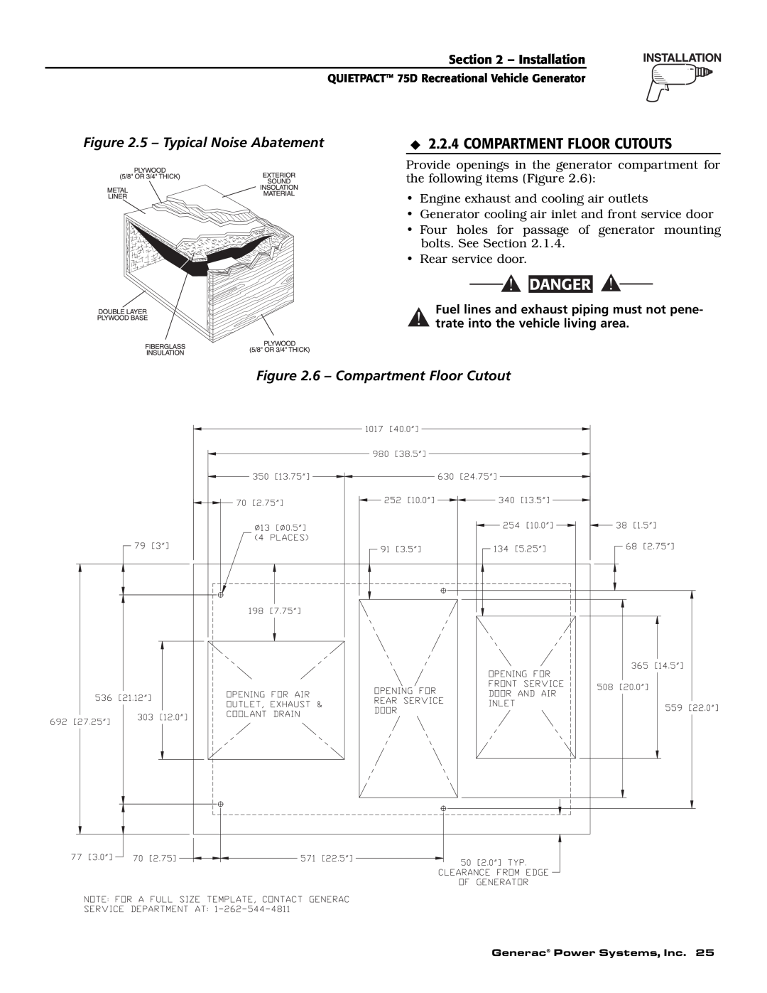 Guardian Technologies 004270-2 5 - Typical Noise Abatement 2.2.4 COMPARTMENT FLOOR CUTOUTS, 6 - Compartment Floor Cutout 
