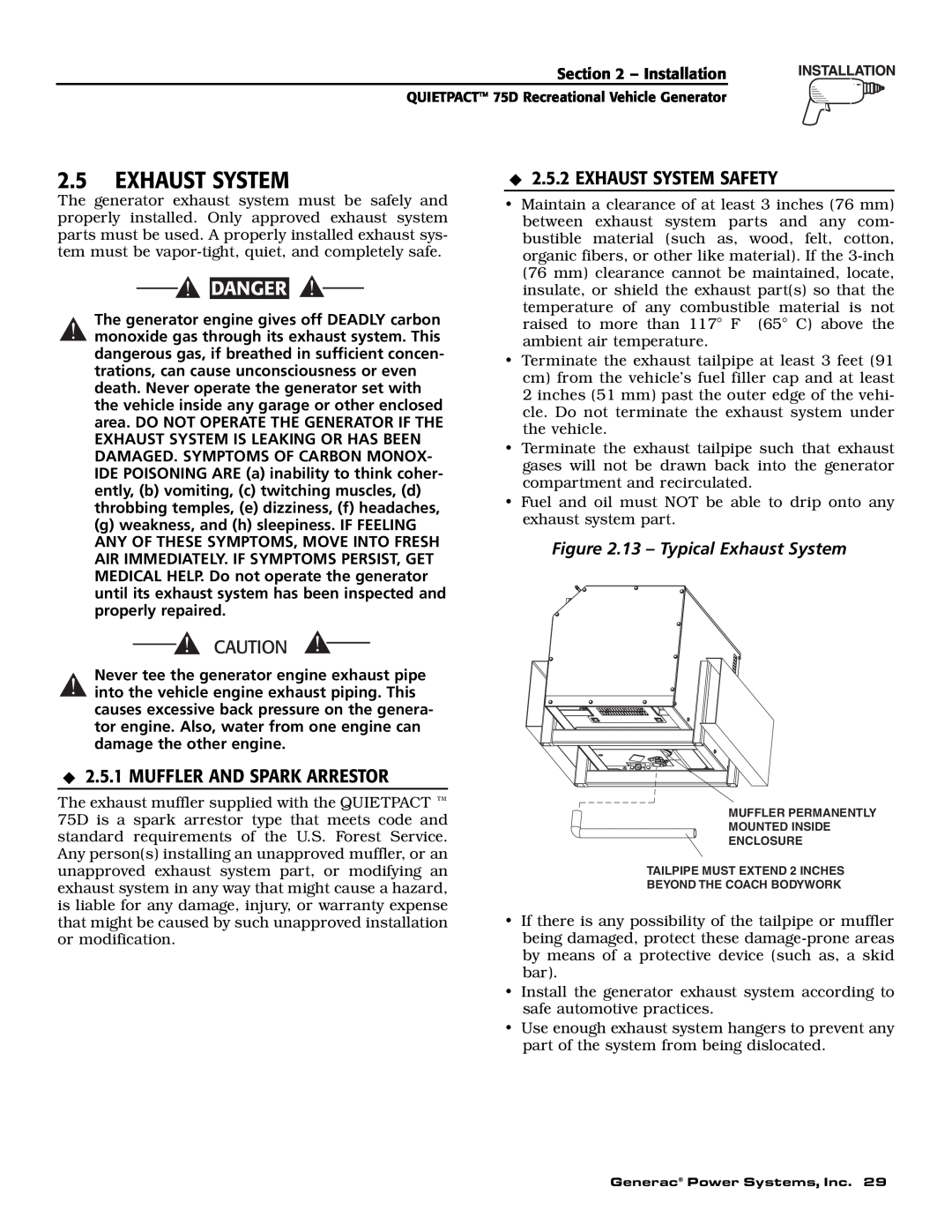 Guardian Technologies 004270-2 Exhaust System Safety, Muffler And Spark Arrestor, 13 - Typical Exhaust System, Danger 