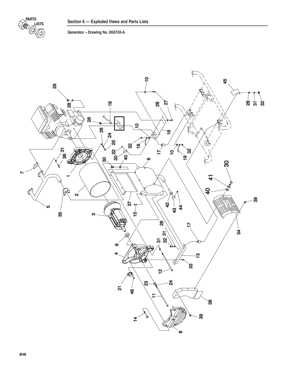 Guardian Technologies 004582-2 owner manual Generator Drawing No G0742-A 