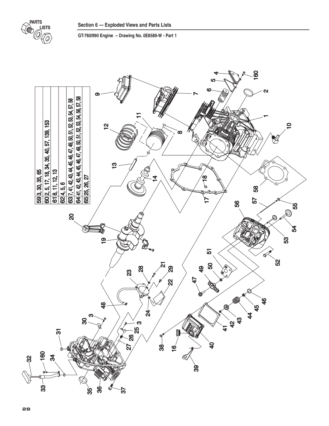 Guardian Technologies 004582-2 owner manual GT-760/990 Engine Drawing No E8589-W Part 