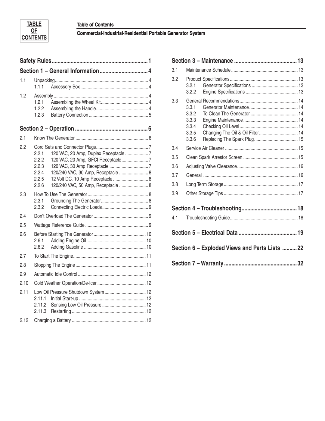 Guardian Technologies 004582-2 owner manual Table of Contents 