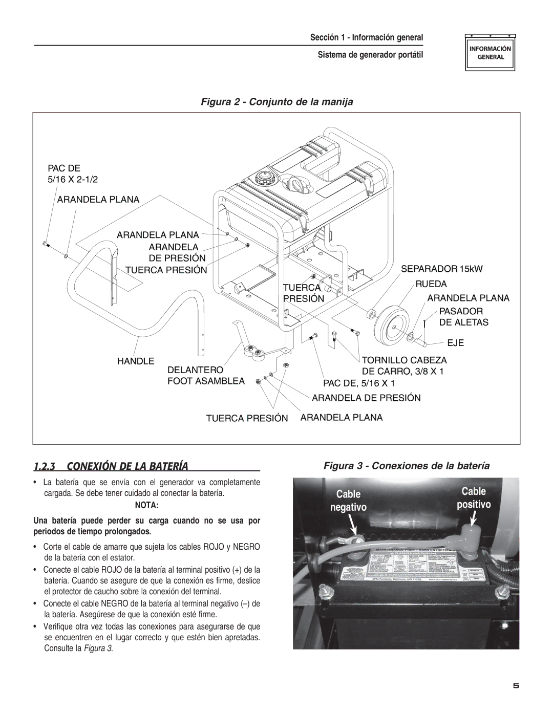 Guardian Technologies 004583-0 owner manual Conexión DE LA Batería, Figura 2 Conjunto de la manija 