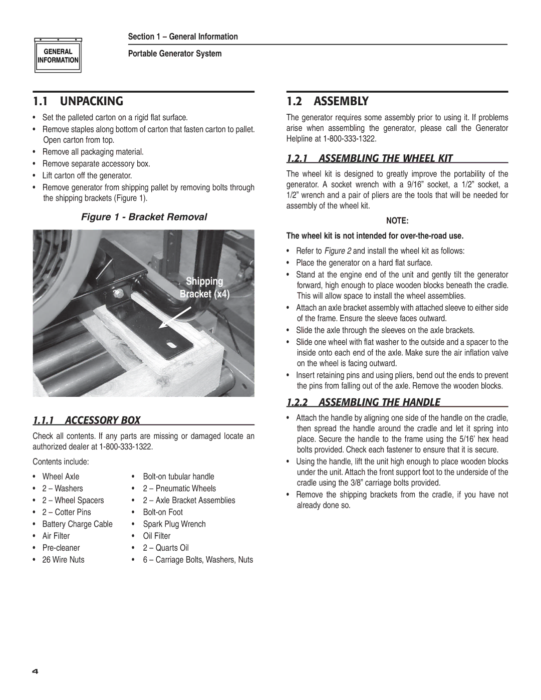 Guardian Technologies 004583-0 Unpacking, Assembly, Accessory BOX, Assembling the Wheel KIT, Assembling the Handle 