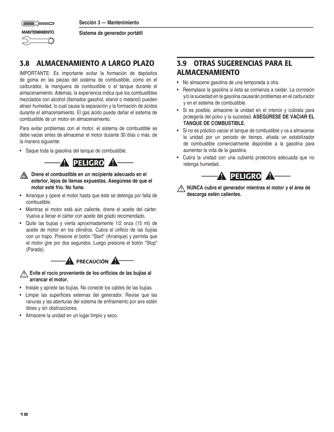 Guardian Technologies 004583-0 owner manual Almacenamiento a Largo Plazo, Otras Sugerencias Para EL Almacenamiento 