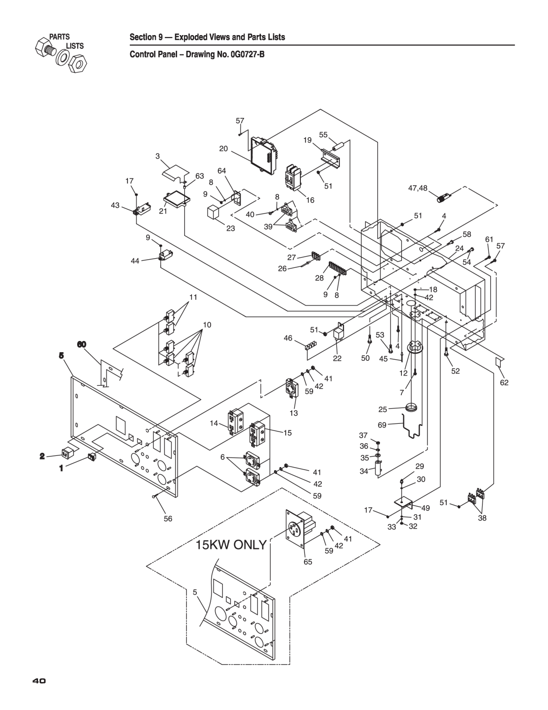 Guardian Technologies 004583-0 owner manual Exploded Views and Parts Lists, Control Panel - Drawing No. 0G0727-B 