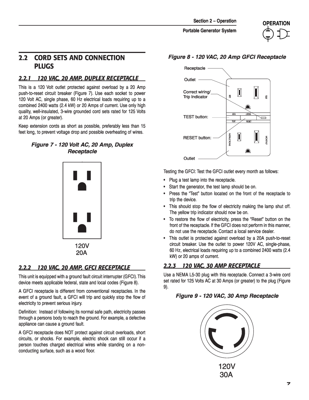 Guardian Technologies 004583-0 owner manual Cord Sets And Connection Plugs, 2.2.1 120 VAC, 20 AMP, DUPLEX RECEPTACLE 