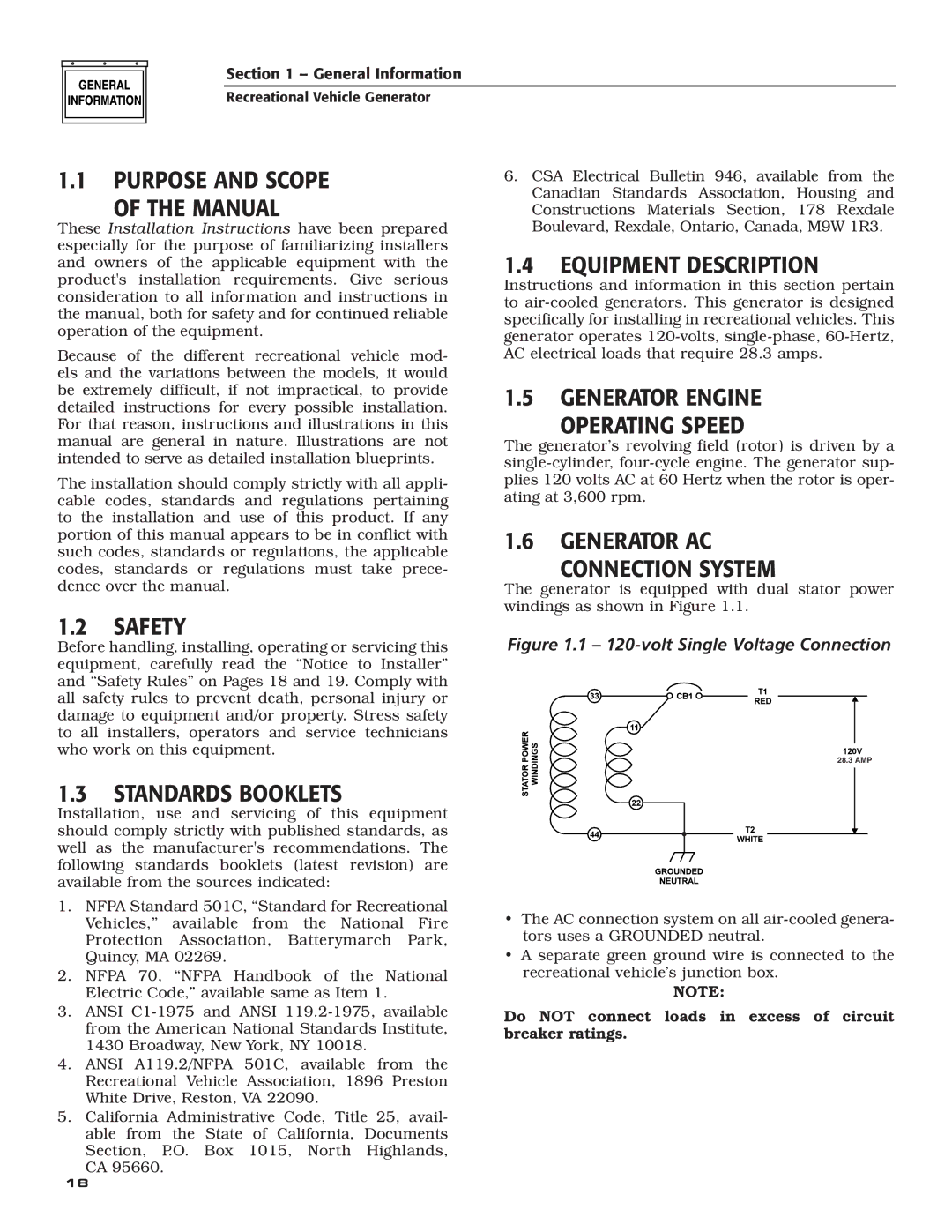 Guardian Technologies 004701-0 owner manual Purpose and Scope, Equipment Description, Generator Engine Operating Speed 