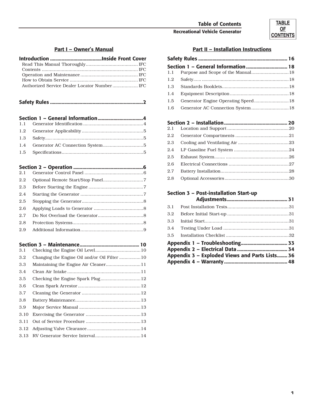 Guardian Technologies 004701-0 owner manual Table of Contents 