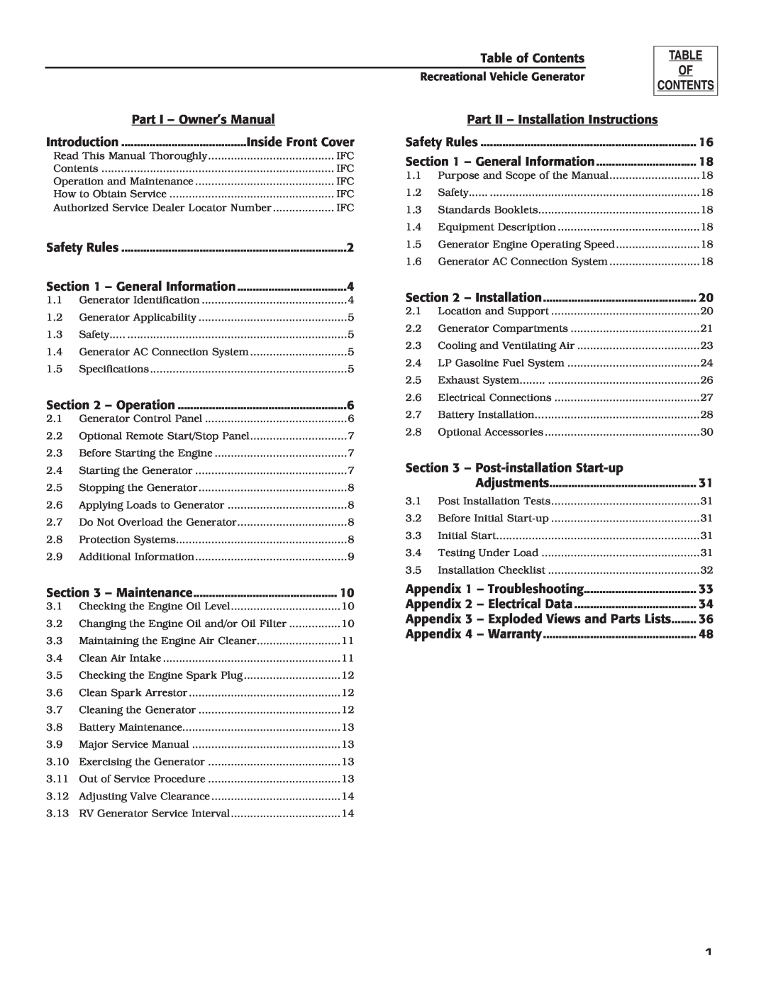 Guardian Technologies 004701-0 owner manual Table of Contents 