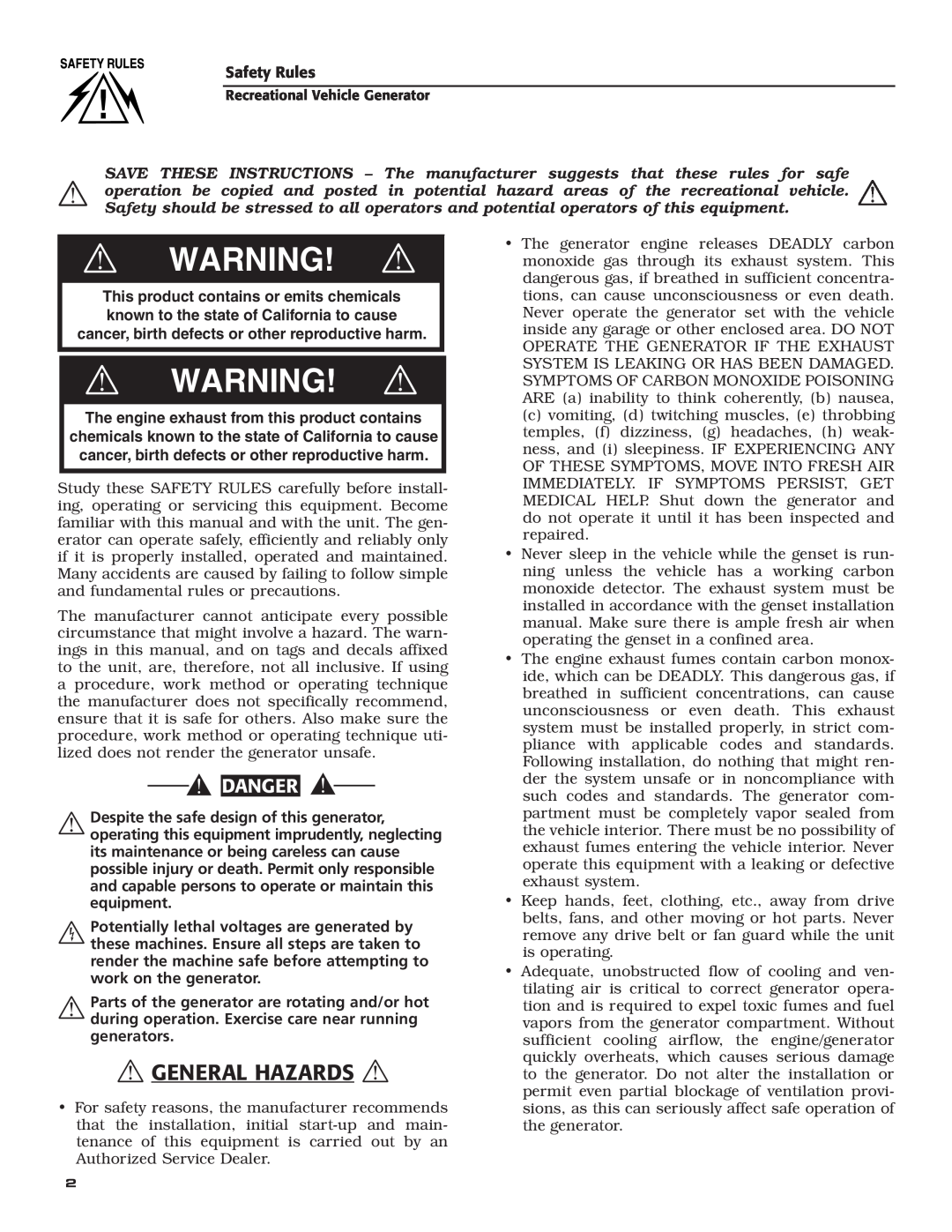 Guardian Technologies 004701-0 owner manual  General Hazards, danger 