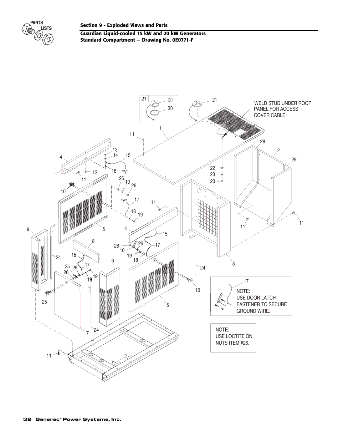 Guardian Technologies 004721-0, 004725-3, 004723-0, 004726-0, 004724-0 Weld Stud Under Roof Panel for Access Cover Cable 