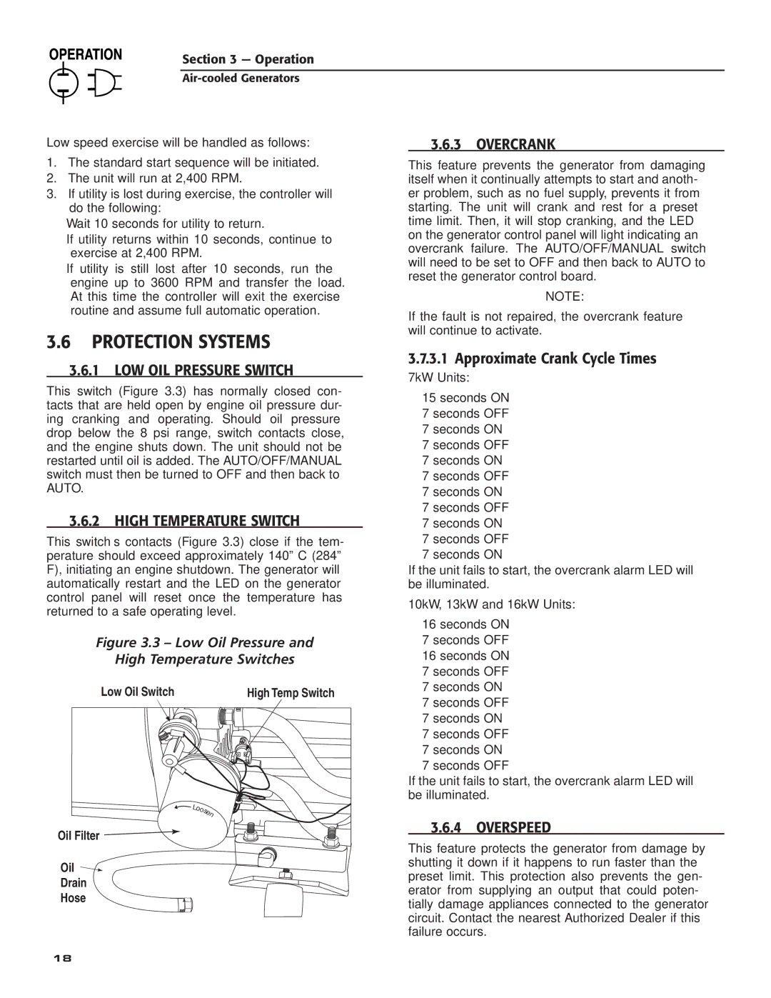 Guardian Technologies 005281, 005282 ‹ 3.6.1 LOW OIL Pressure Switch, ‹ 3.6.2 High Temperature Switch, ‹ 3.6.3 Overcrank 