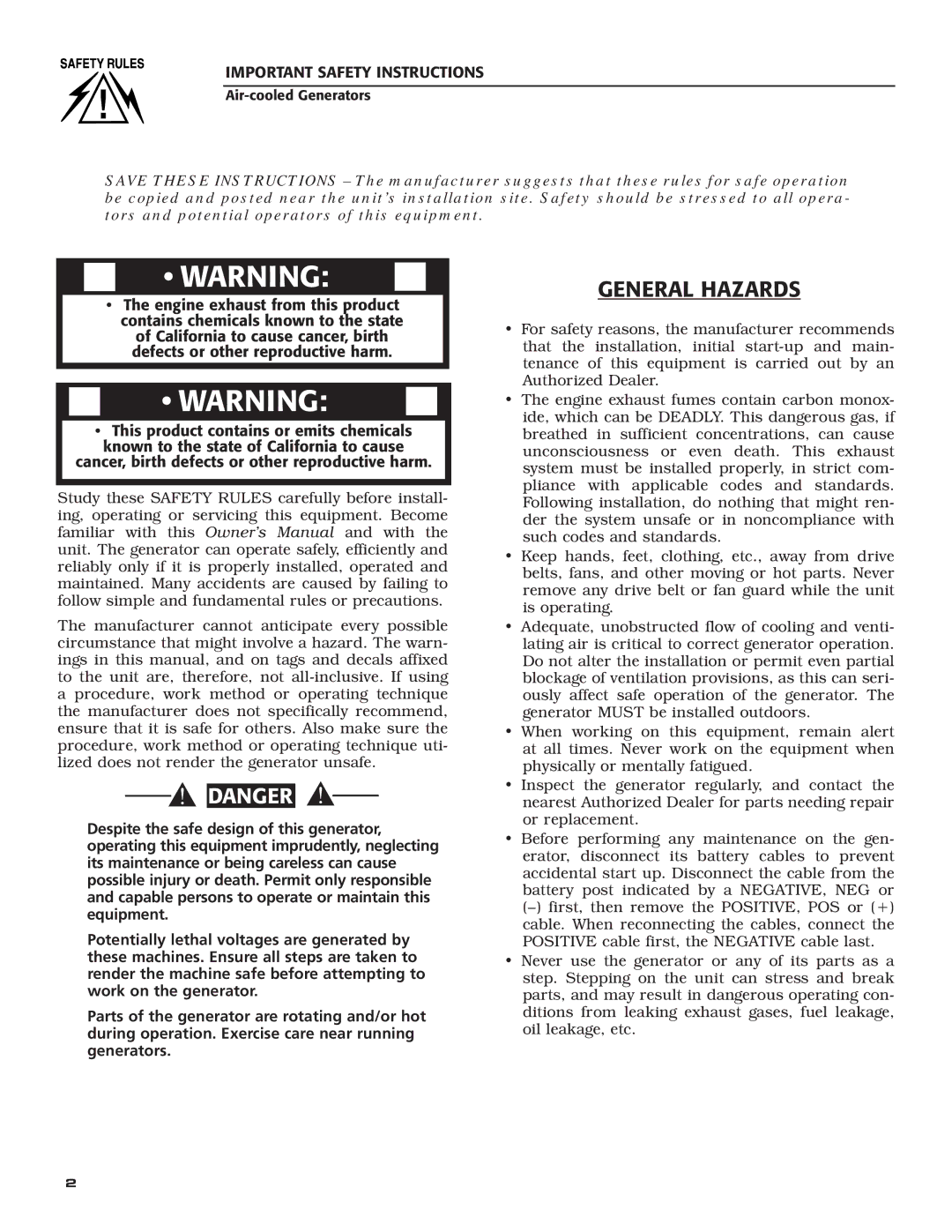 Guardian Technologies 005280, 005281, 005282, 005283, 005284, 005243, 005244, 005242, 005240, 005241 owner manual  Warning  