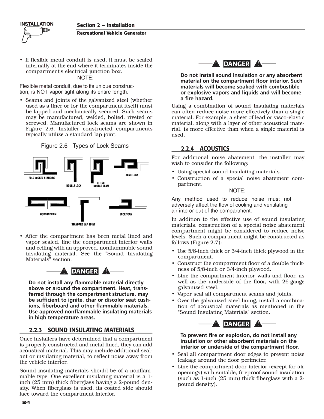 Guardian Technologies 02010-2, 04164-3 owner manual ‹ 2.2.3 Sound Insulating Materials, ‹ 2.2.4 Acoustics 