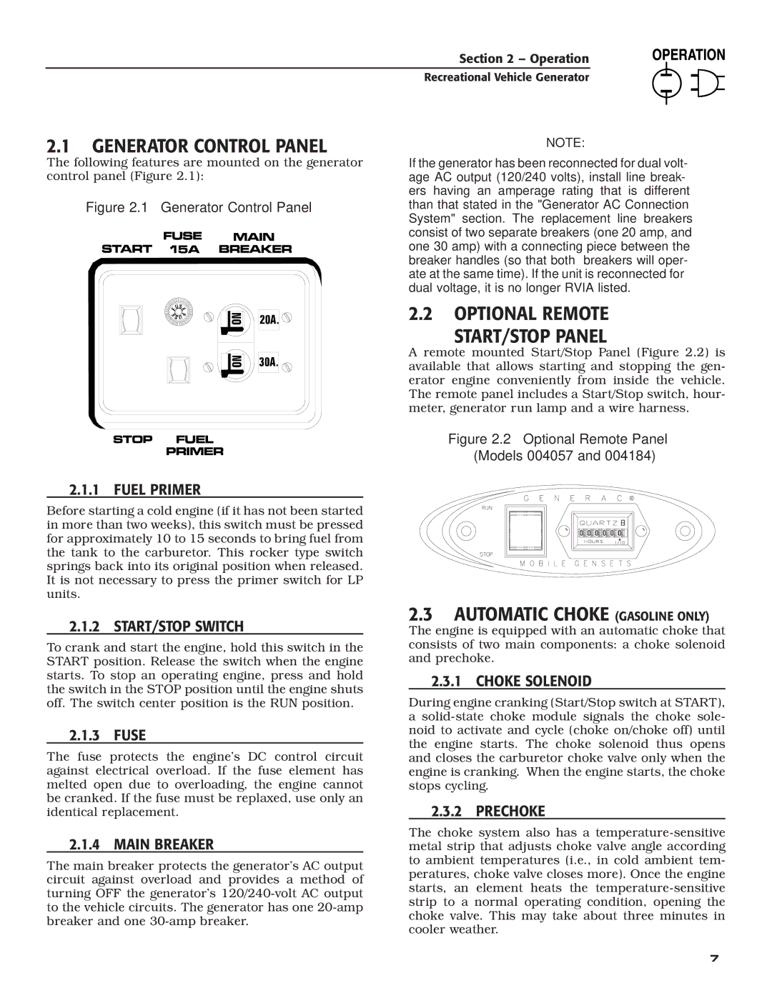 Guardian Technologies 04164-3 Generator Control Panel, Optional Remote START/STOP Panel, Automatic Choke Gasoline only 