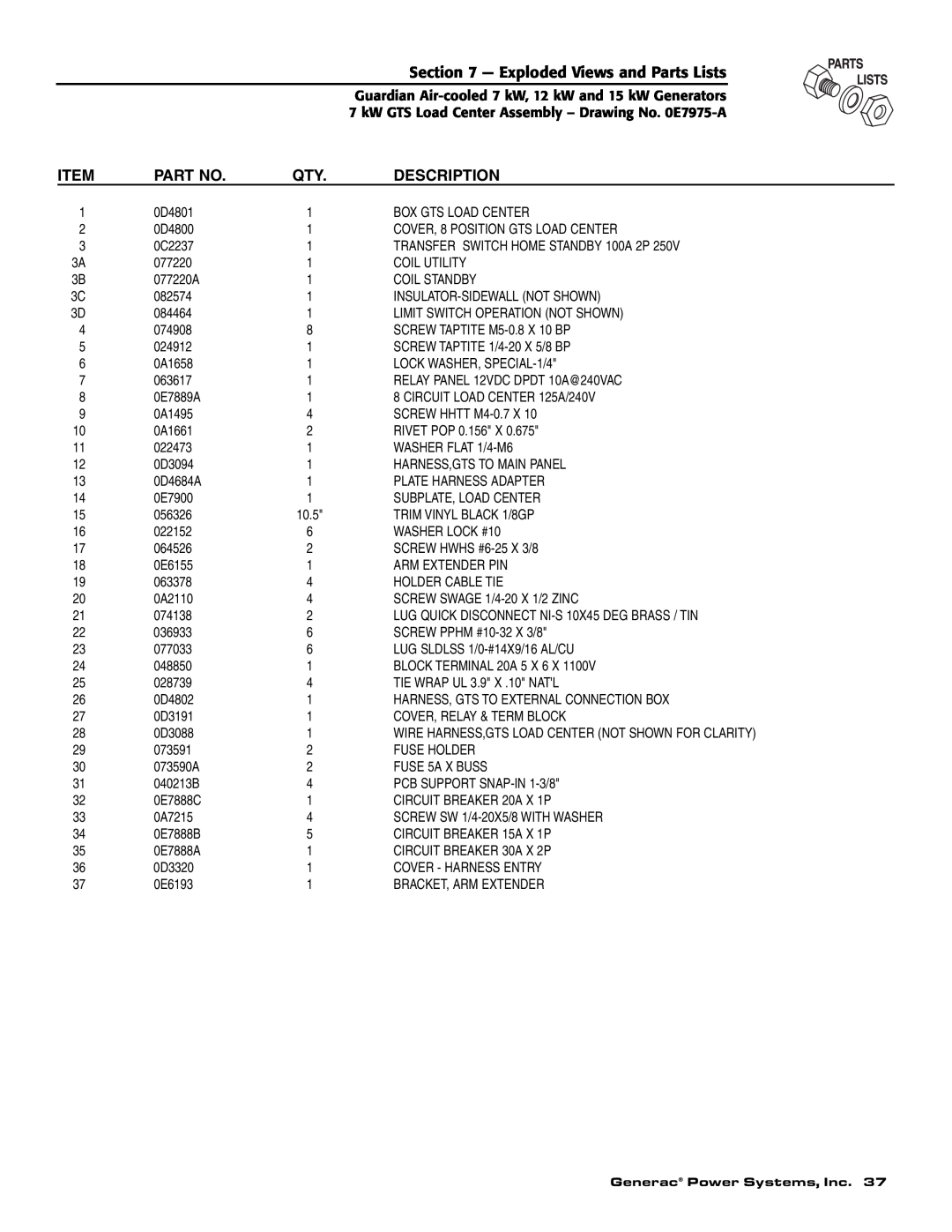 Guardian Technologies 04389-2, 04456-2, 04390-2 owner manual Exploded Views and Parts Lists, Description 