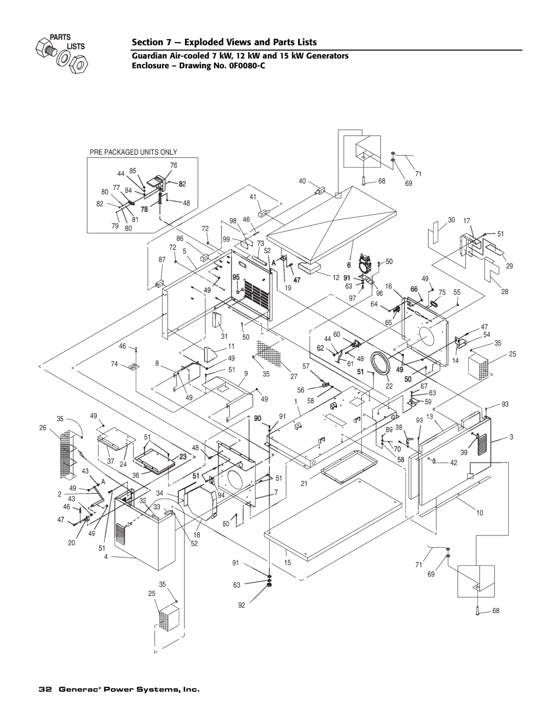 Guardian Technologies 04758-2, 04759-2, 04760-2 owner manual Exploded Views and Parts Lists 