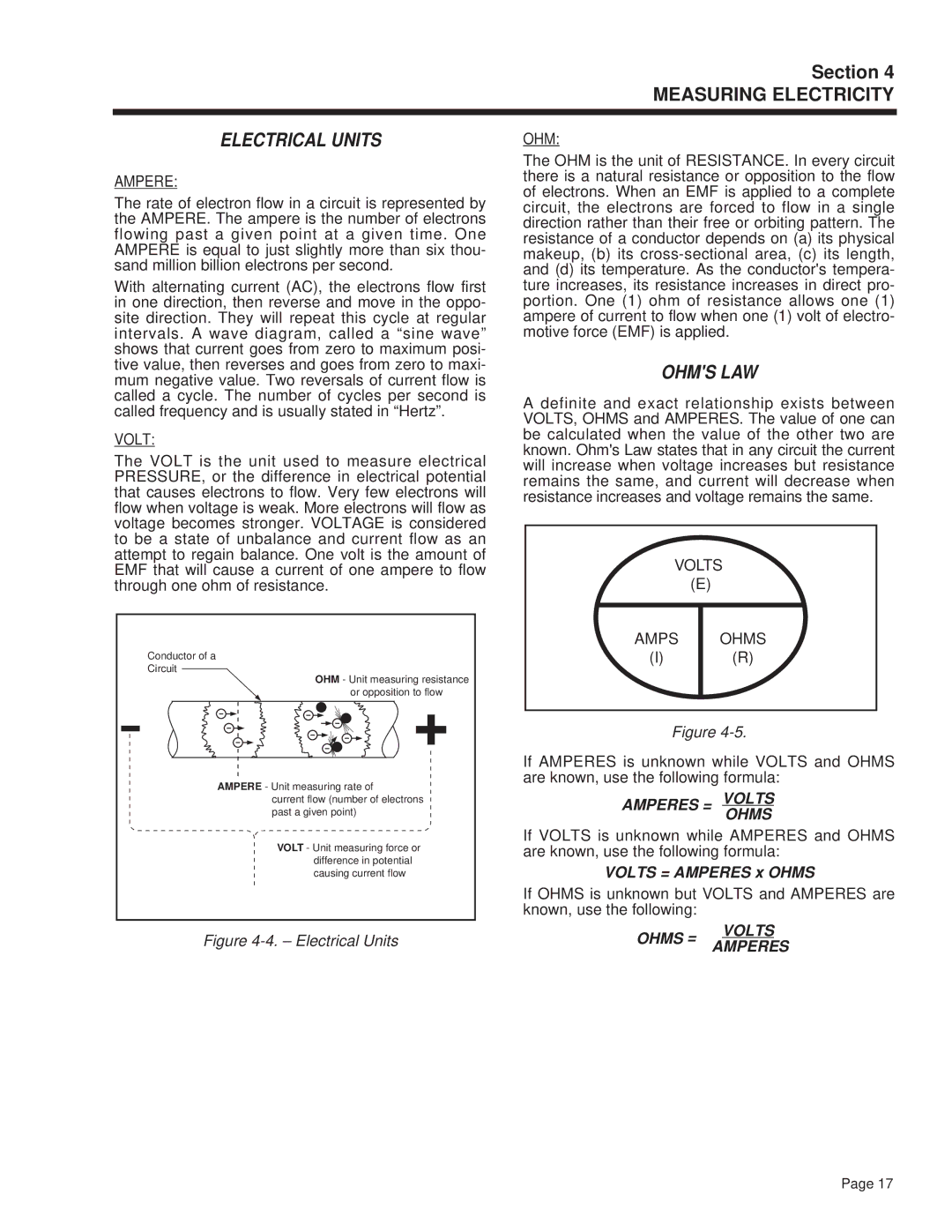 Guardian Technologies 4270 manual Electrical Units, Ohms LAW 