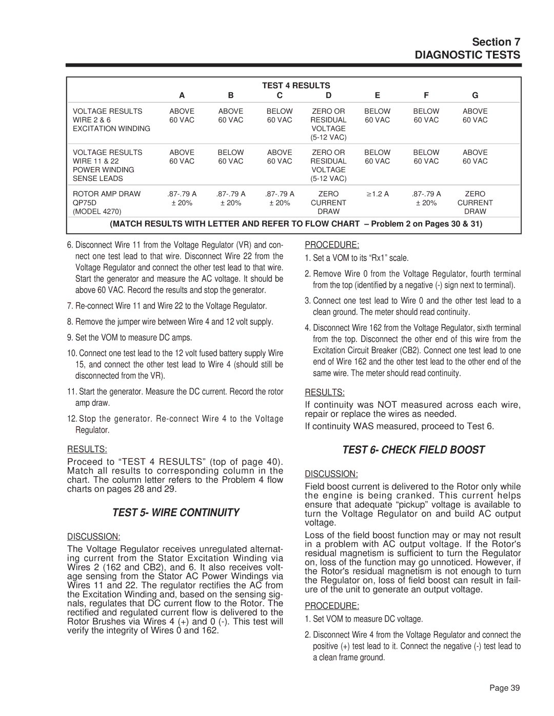 Guardian Technologies 4270 manual Test 5- Wire Continuity, Test 6- Check Field Boost, Set a VOM to its Rx1 scale 