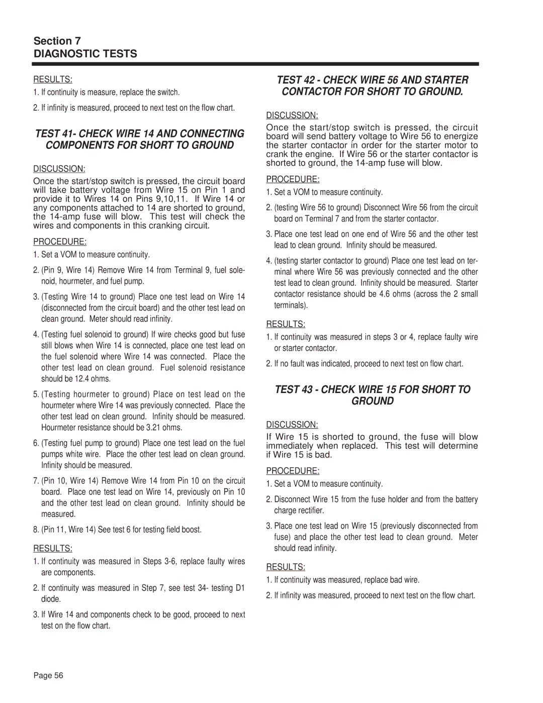 Guardian Technologies 4270 manual Components for Short to Ground, Test 43 Check Wire 15 for Short to Ground 