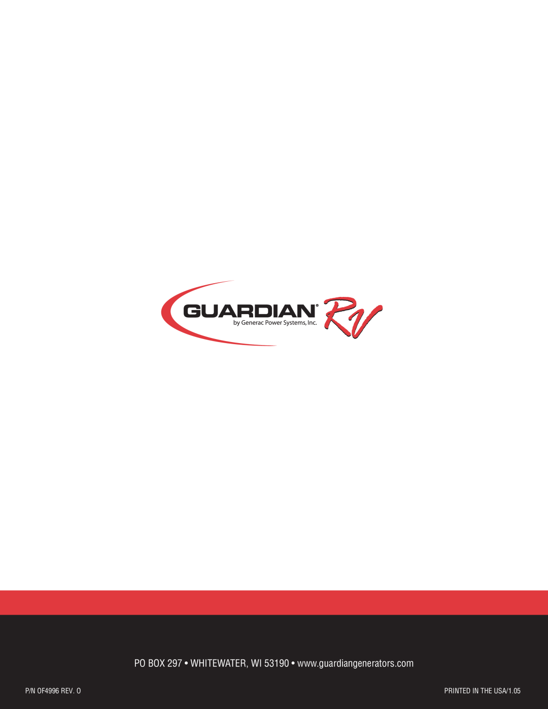 Guardian Technologies 4270 manual P/N OF4996 REV. O, PRINTED IN THE USA/1.05 