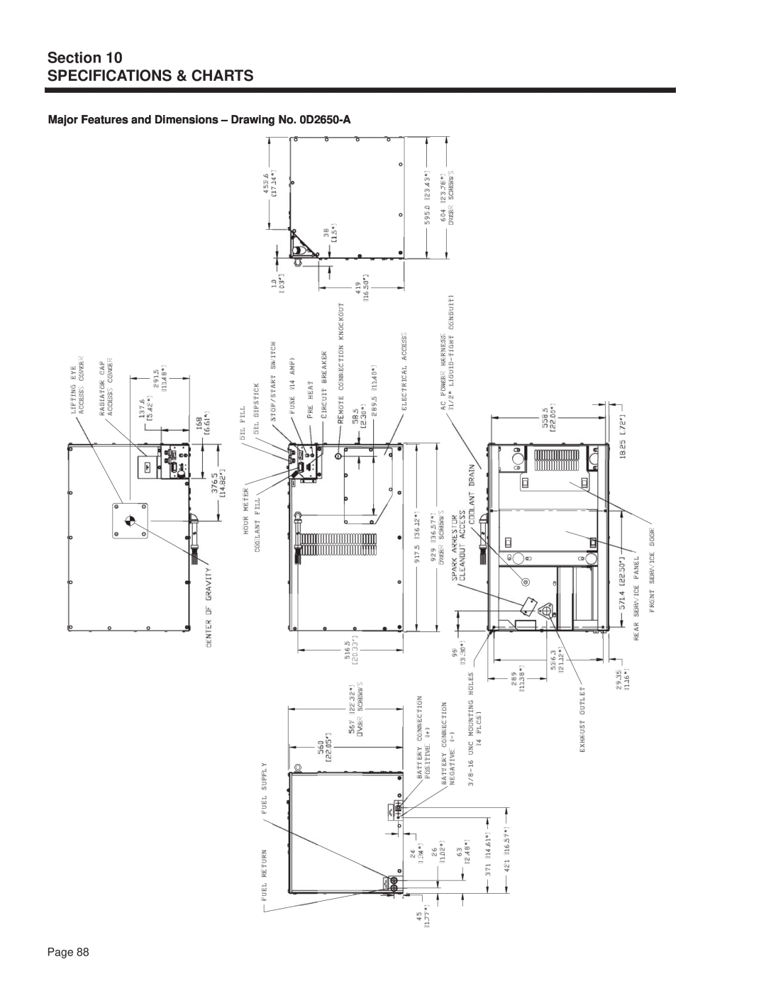 Guardian Technologies 4270 Charts, Specifications, Section, Page, Major Features and Dimensions - Drawing No. 0D2650-A 