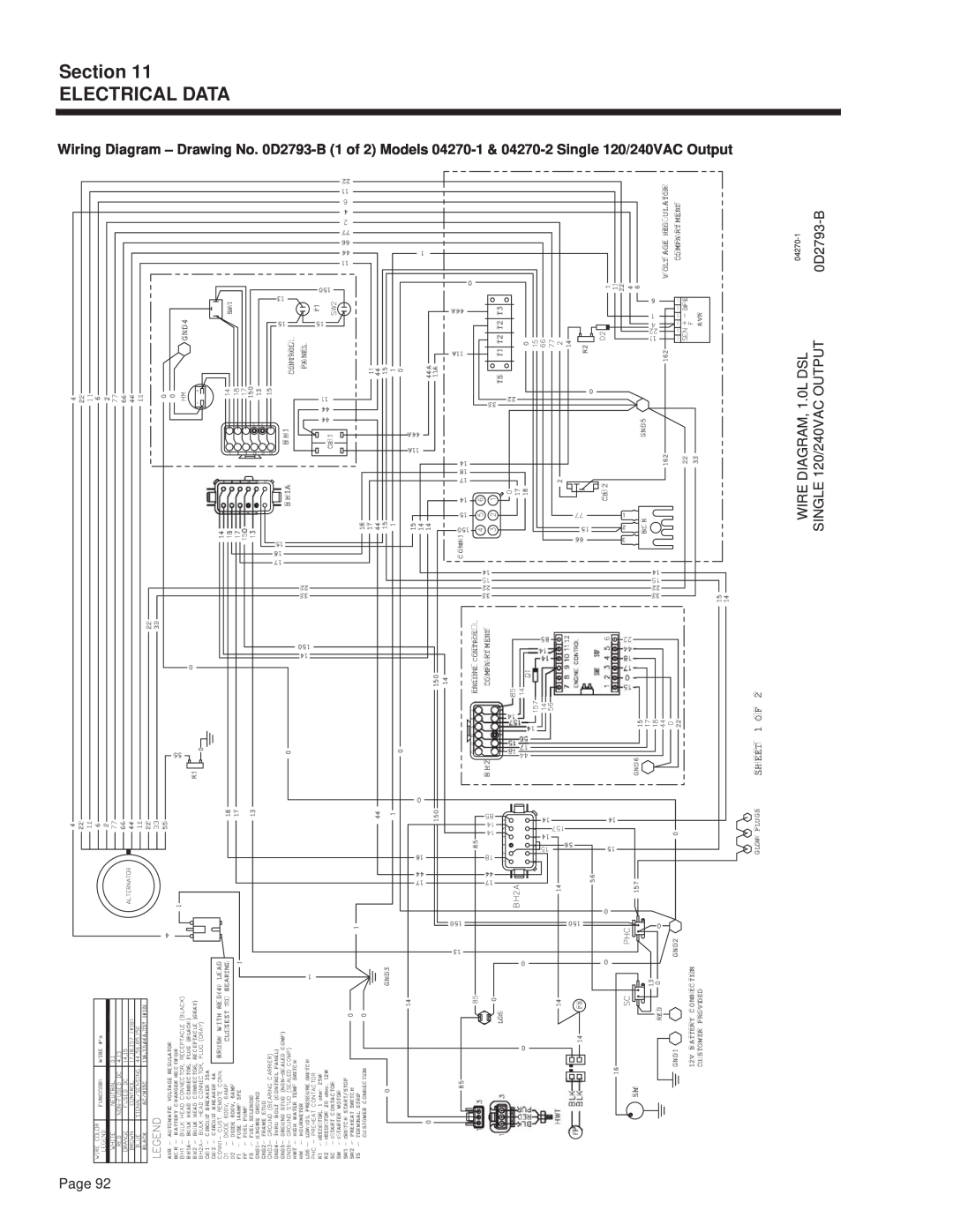 Guardian Technologies 4270 manual Data, Electrical, Section, Page, 0D2793-B, SH EET 1 O F 